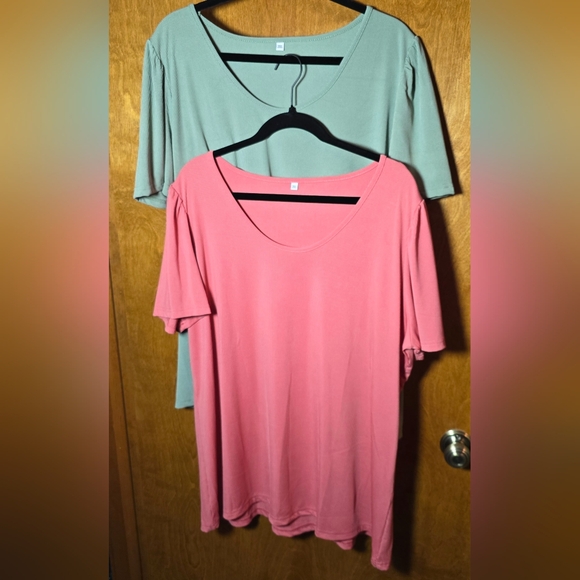 Set of 2 Short Sleeve Shirts (Green & Pink) - Picture 1 of 8